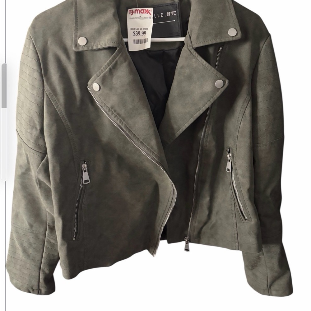Stylish Olive Faux Leather Jacket